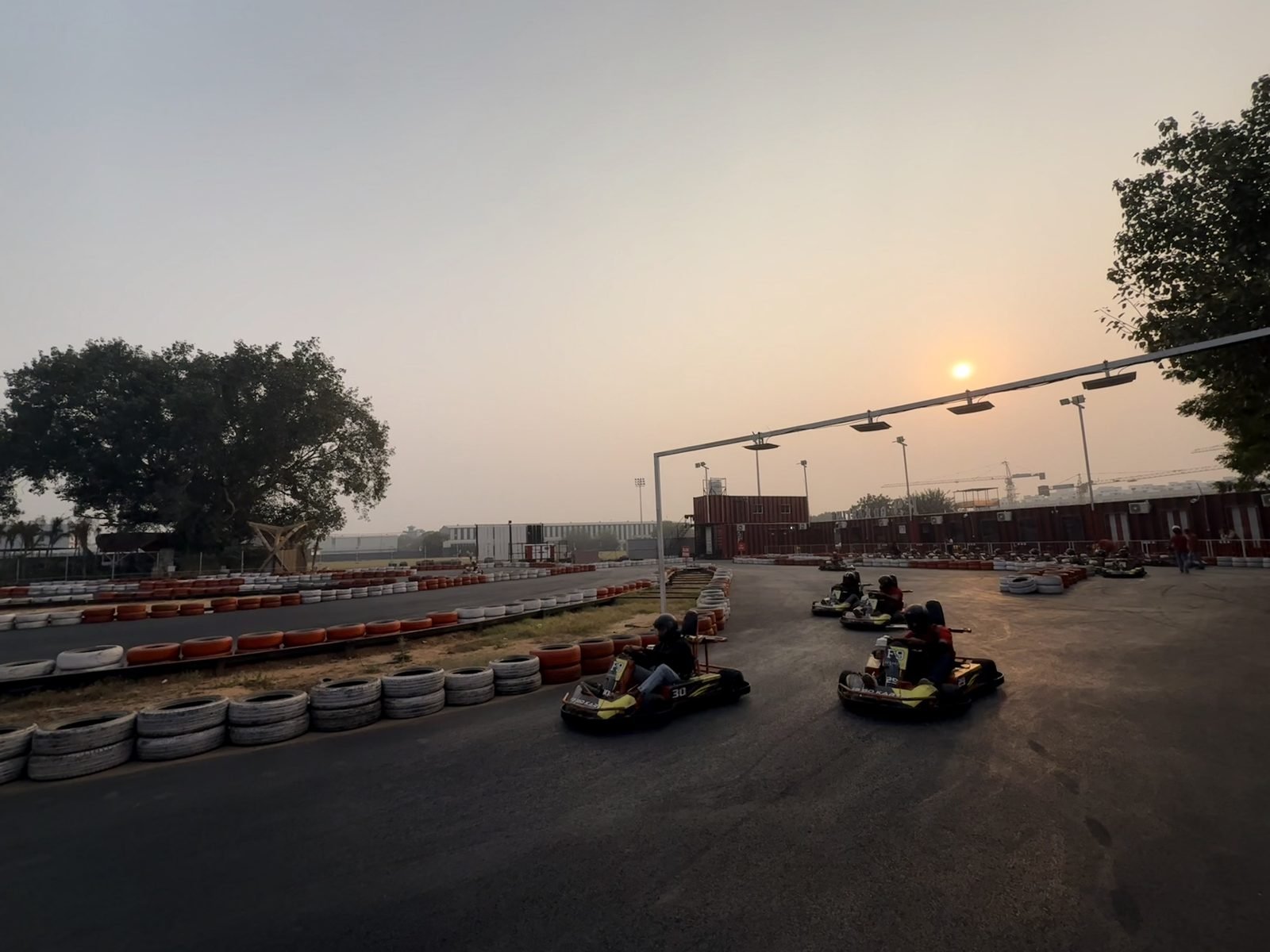 Karts on the 850 metre circuit at F9 Go Karting Sector 59 Gurgaon